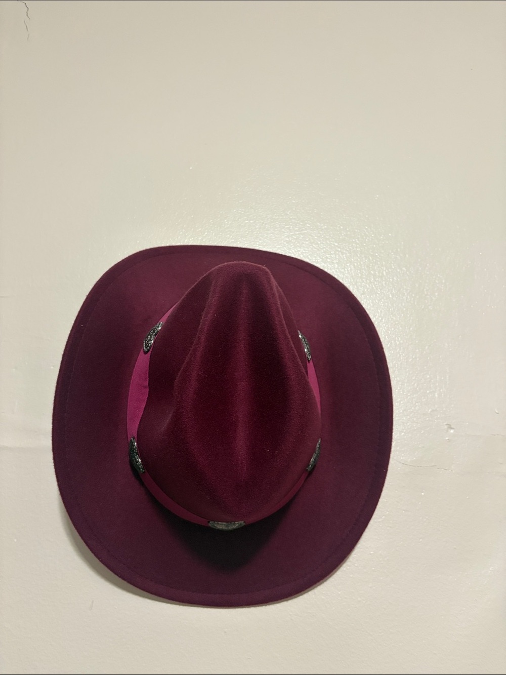 Men's Wide-Brim Fedora Hat in Burgundy